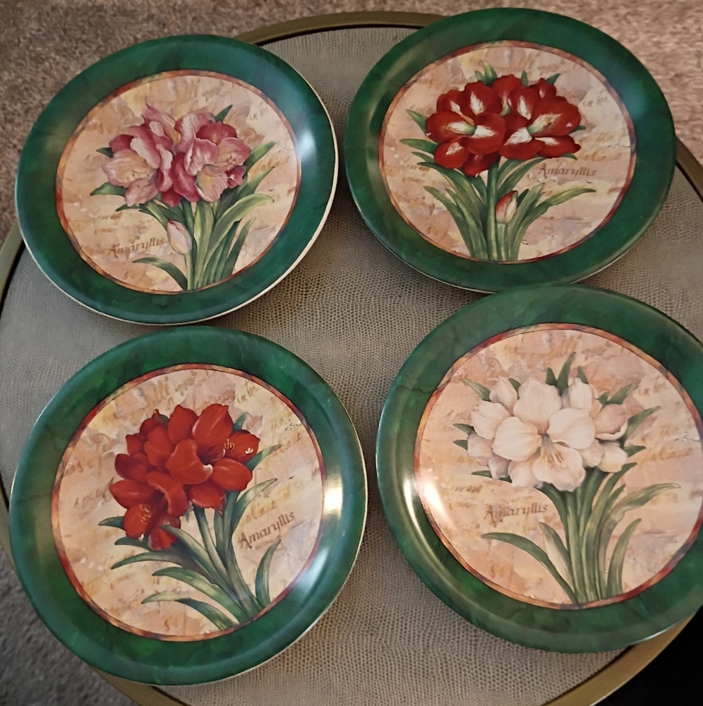 Vintage Certified International Set 4 Assorted 8", Dessert Plates,Judy Hand